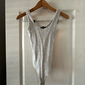 Dynamite Light Gray Women's Ribbed Bodysuit